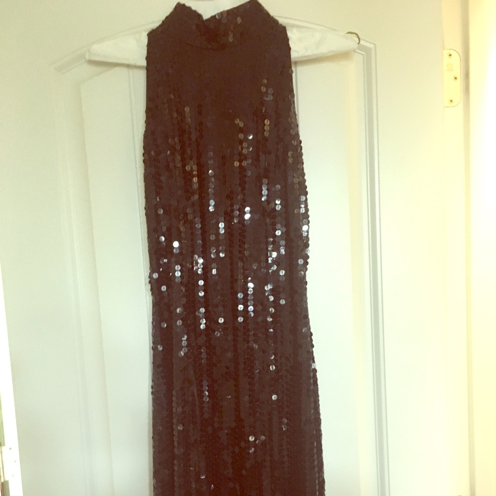 Sexy black sequined evening gown